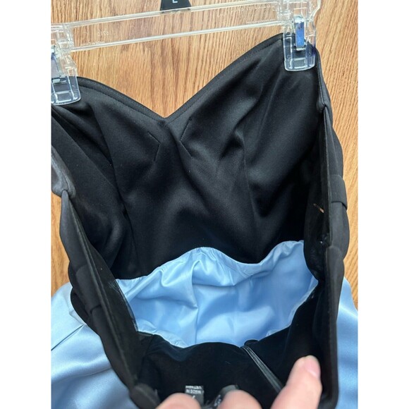 Blondie‎ Nites Party Dress Junior Size 7 Black Top Blue Satin Bottom Mini - Picture 8 of 10